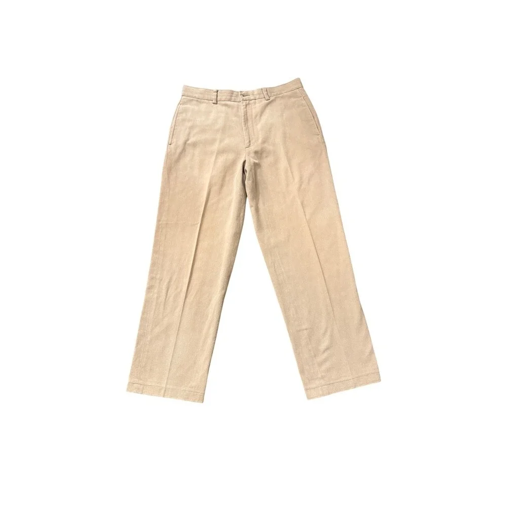 Brooks Brothers Hudson Mens 33x32 Tan Khaki Cotton Straight Leg Pants zz28